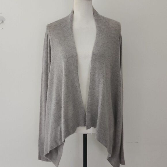 Line Lable Gray Cashmere Lagenlook Waterfall Open Cardigan Xs 21 - Picture 1 of 6